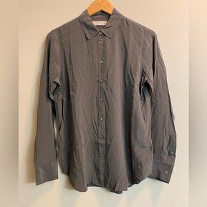 Everlane Button Down Shirt Grey 100% Silk Size 4